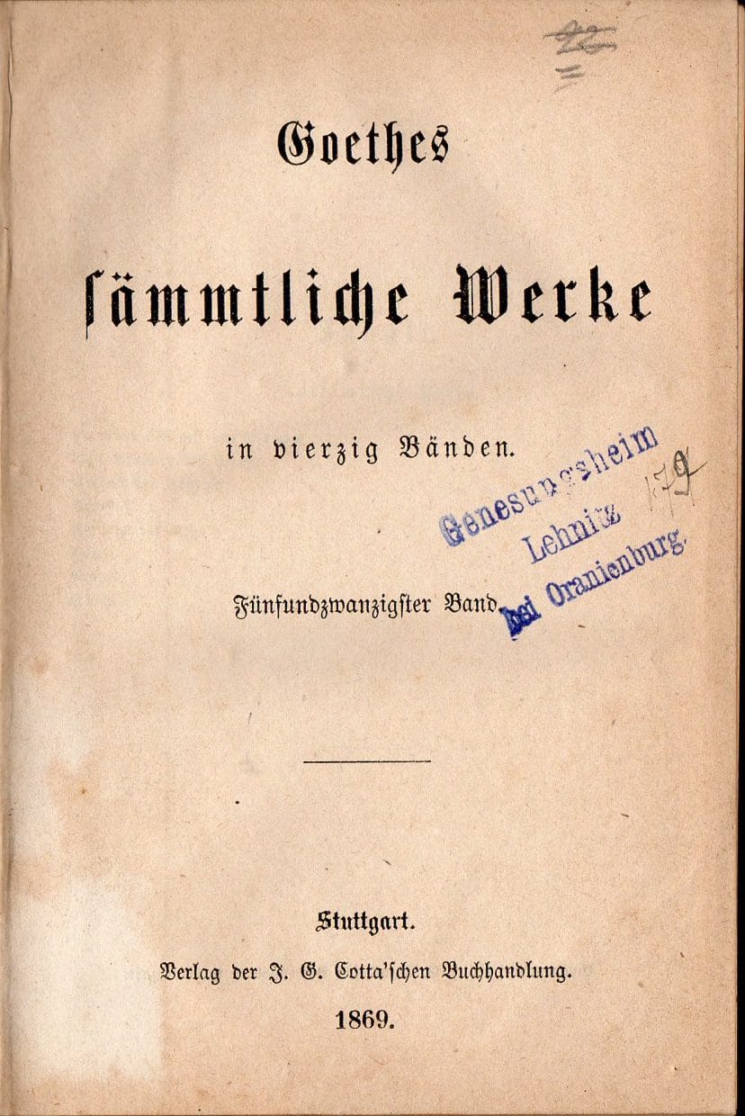 Abb. 1. Goethe-Ausgabe mit Eigentumsstempel 1900