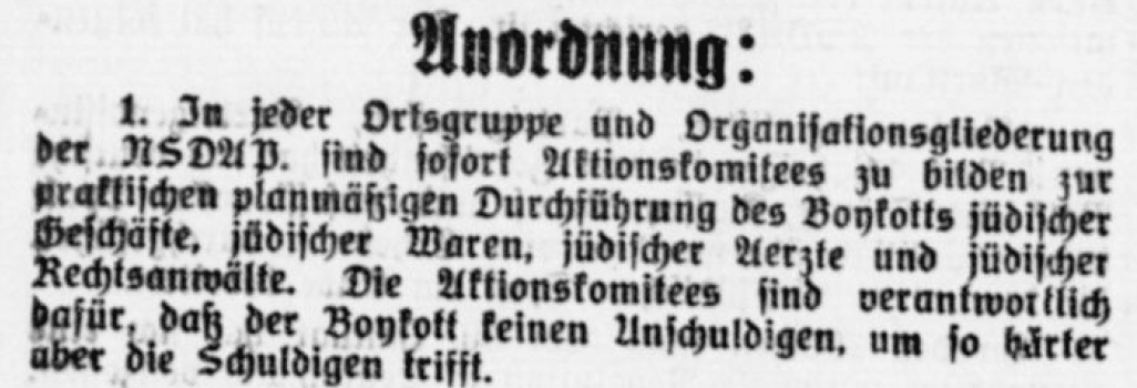 Veröffentlicht im Briesetal-Boten, 30. März 1933. Kopie B. Becker