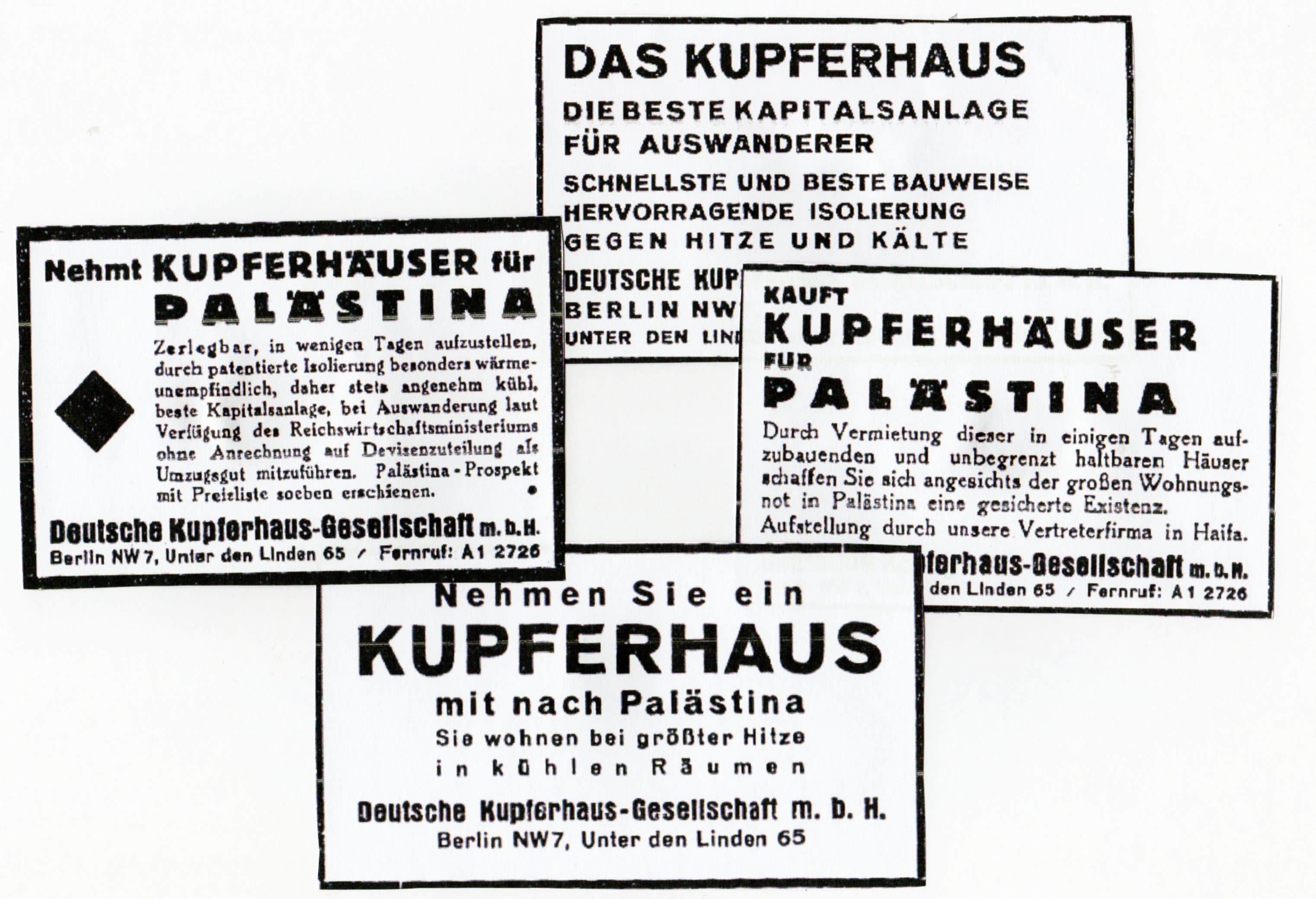Abb. 4. Anzeigenkampagne in der „Jüdischen Rundschau“, 1933. Archiv Verfasser