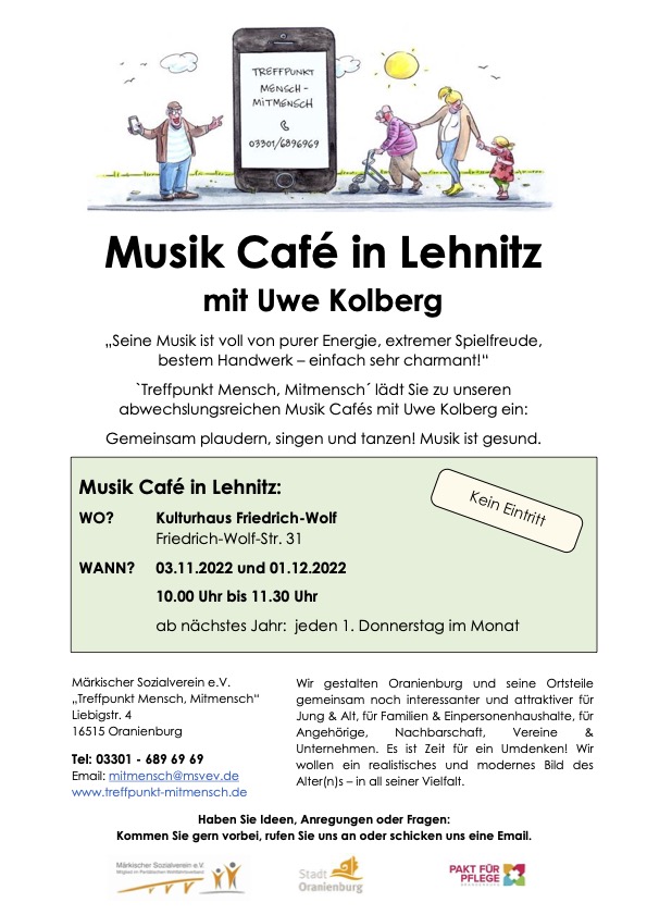 Musik Café in Lehnitz @ Kulturhaus Friedrich-Wolf